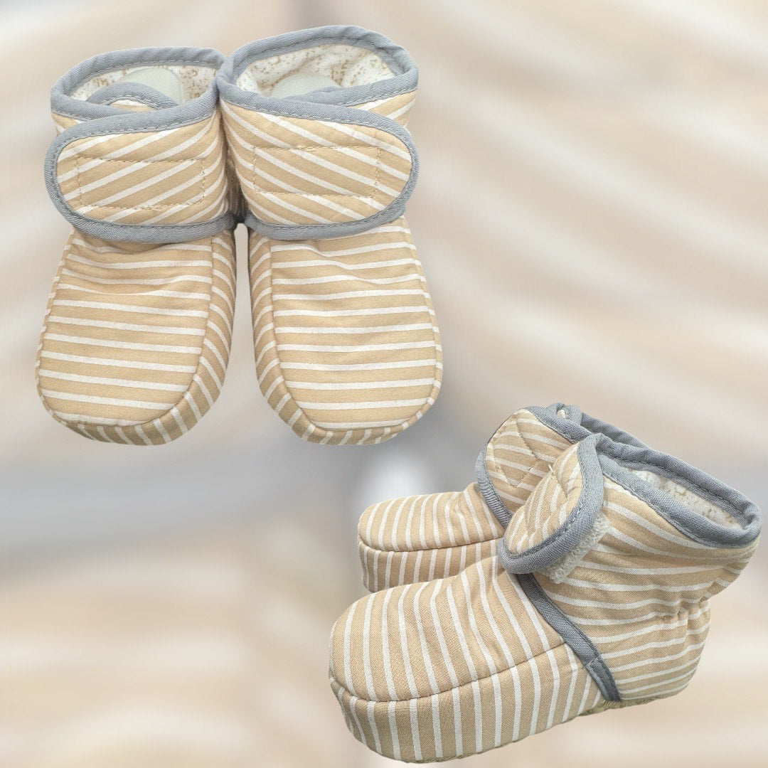 Beige Stripes Baby Booties 🌞🧡
